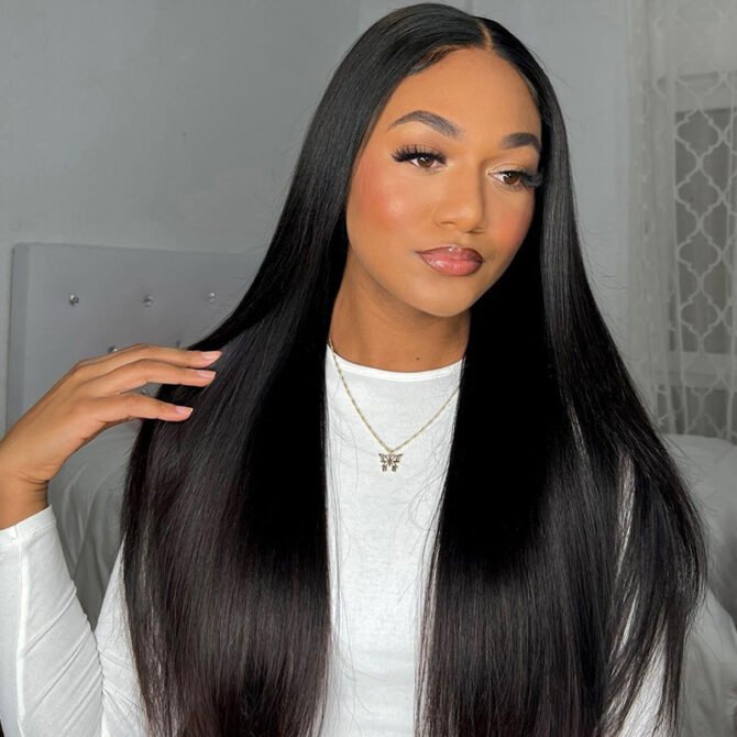 Straight Human Hair Wear Go Glueless 6x5 Pre Cut HD Lace Closure Wig Bleached Knots