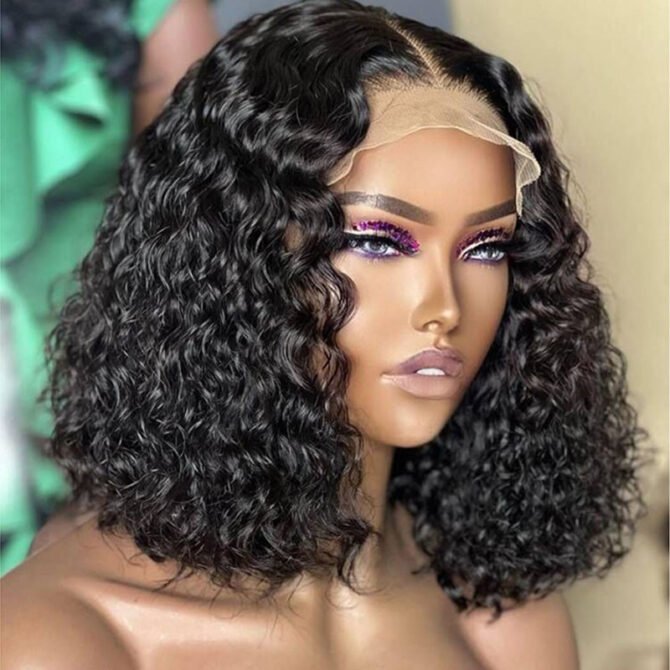 Water Wave Glueless Bob Wig 13x4 Undetectable Lace Front Short Human Hair Wig