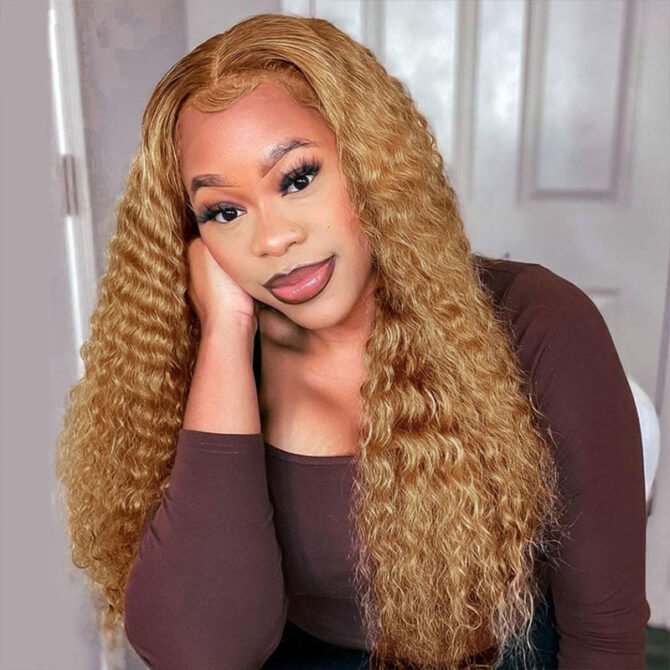 Honey Blonde Water Wave 6x5 13x4 HD Lace Full Frontal #27 Colored Human Hair Glueless Wig