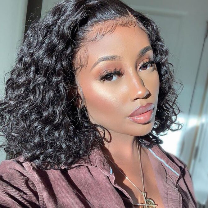 Water Wave Glueless Bob Wig 13x4 Undetectable Lace Front Short Human Hair Wig