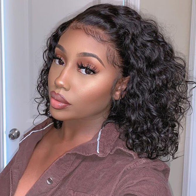 Water Wave Glueless Bob Wig 13x4 Undetectable Lace Front Short Human Hair Wig