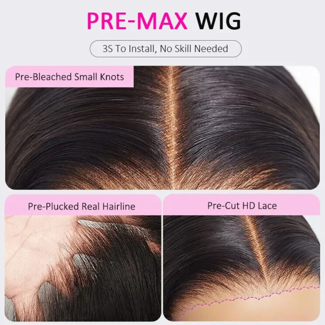 Short Loose Body Wave Glueless 6x5 Lace Wig Bouncy Curls Highlight 4/27 Honey Blonde Color