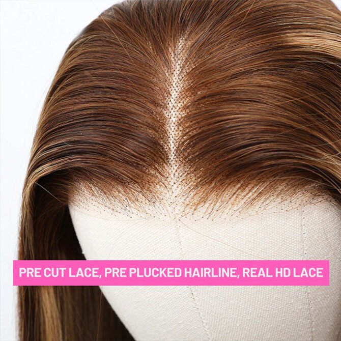 Wear Go Honey Blone Highlight Wig Straight/Body Wave Air Cap 6x5 Plus HD Glueless Pre-Cut Lace Wig