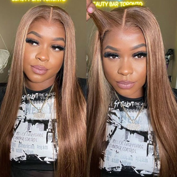 Wear Go Honey Blone Highlight Wig Straight/Body Wave Air Cap 6x5 Plus HD Glueless Pre-Cut Lace Wig