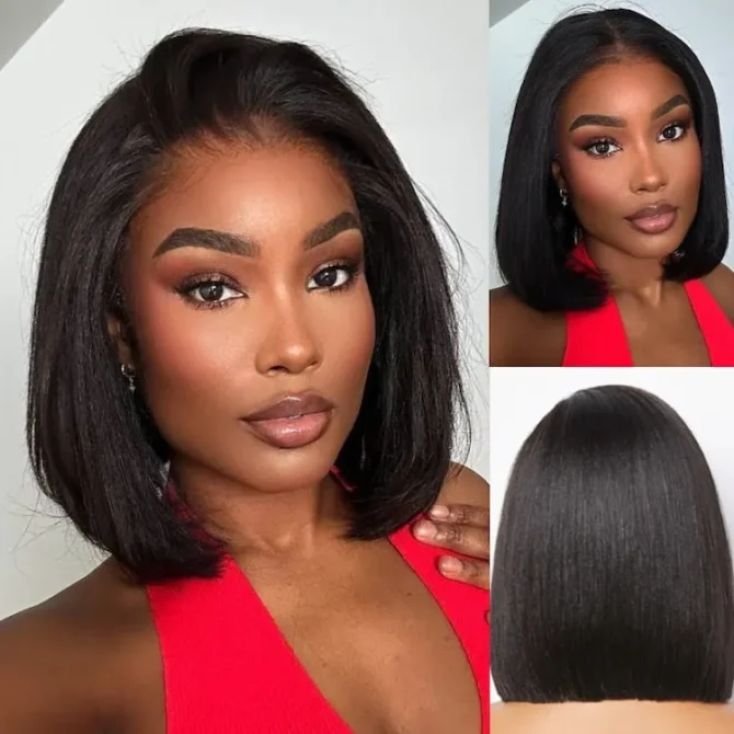 Wear Go Yaki Straight Glueless Bob Human Hair Wig Pre Everything Natural Look With HandCraft Layer