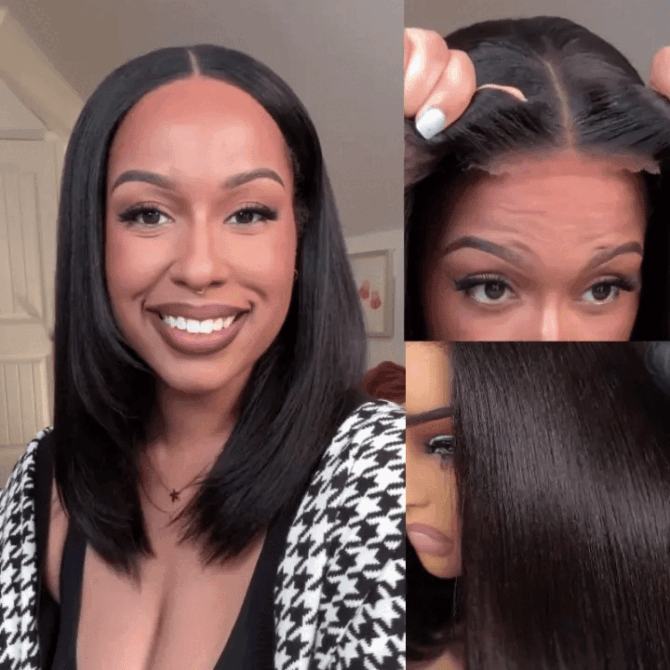Wear Go Yaki Straight Glueless Bob Human Hair Wig Pre Everything Natural Look With HandCraft Layer