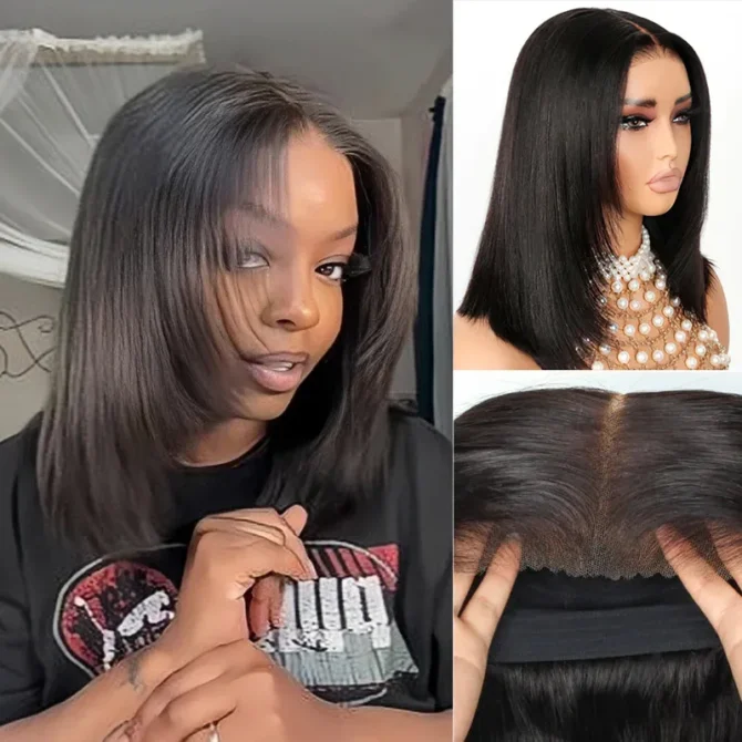 Wear Go Yaki Straight Glueless Bob Human Hair Wig Pre Everything Natural Look With HandCraft Layer