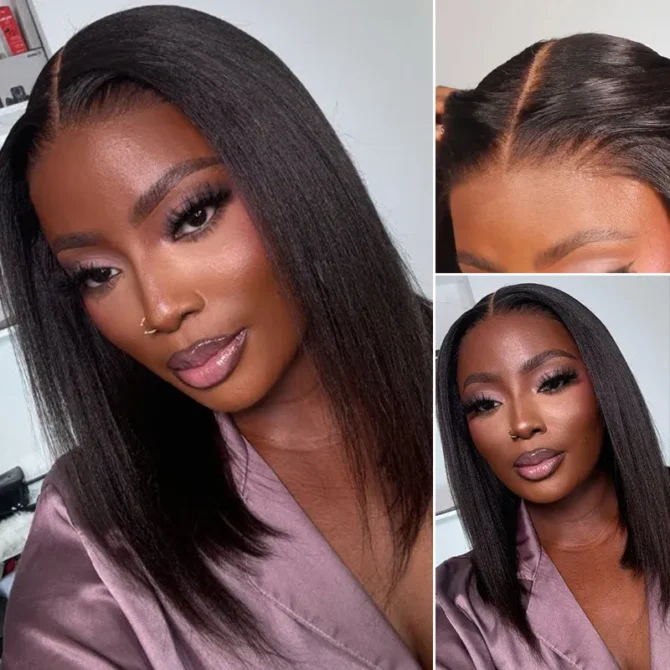 Wear Go Yaki Straight Glueless Bob Human Hair Wig Pre Everything Natural Look With HandCraft Layer