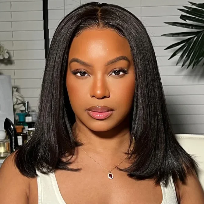 Wear Go Yaki Straight Glueless Bob Human Hair Wig Pre Everything Natural Look With HandCraft Layer