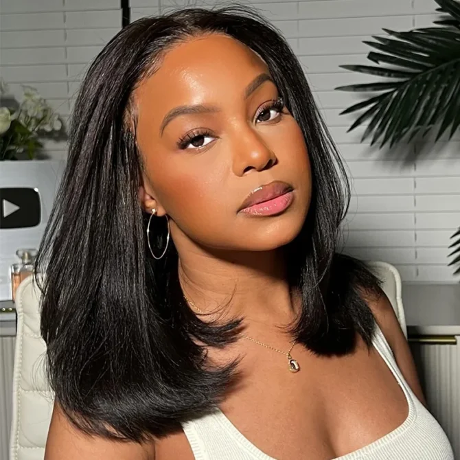 Wear Go Yaki Straight Glueless Bob Human Hair Wig Pre Everything Natural Look With HandCraft Layer